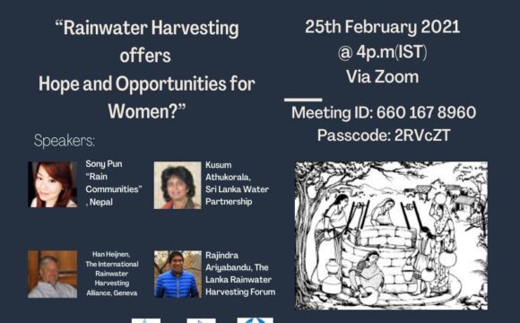 Webniar IV “Rainwater Harvesting Offers Hope and Opportunities for Women?”