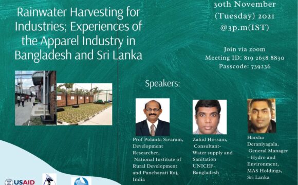 Webinar on Rainwater Harvesting Applications in industries