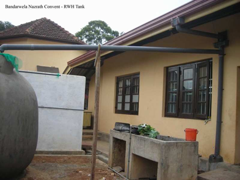 Gutters and pipe in a roof water harvesting system