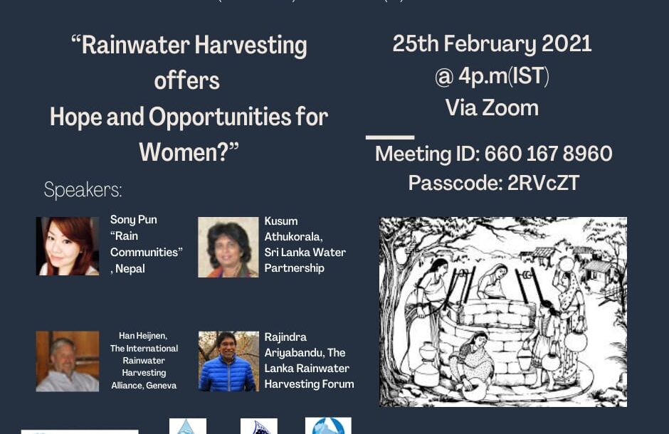 Webniar IV “Rainwater Harvesting Offers Hope and Opportunities for Women?”