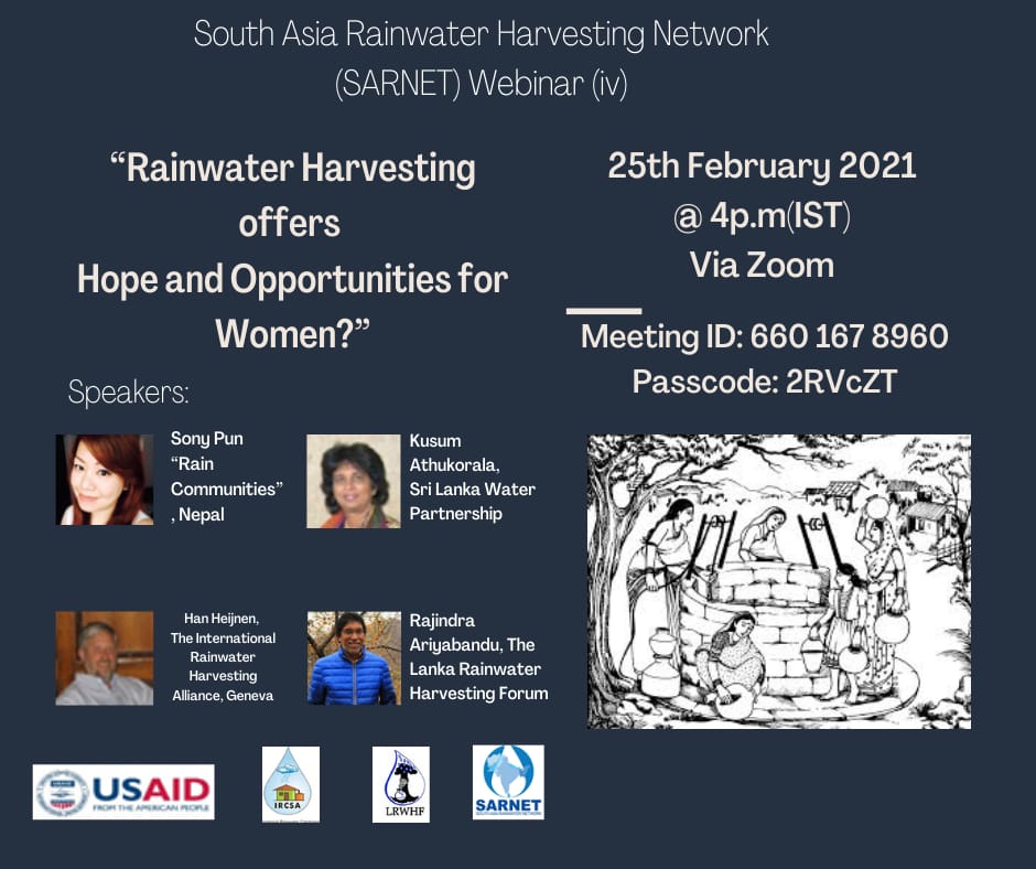 Webniar IV “Rainwater Harvesting Offers Hope and Opportunities for Women?”