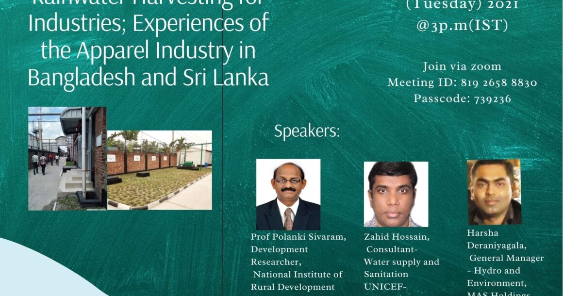 Webinar on Rainwater Harvesting Applications in industries