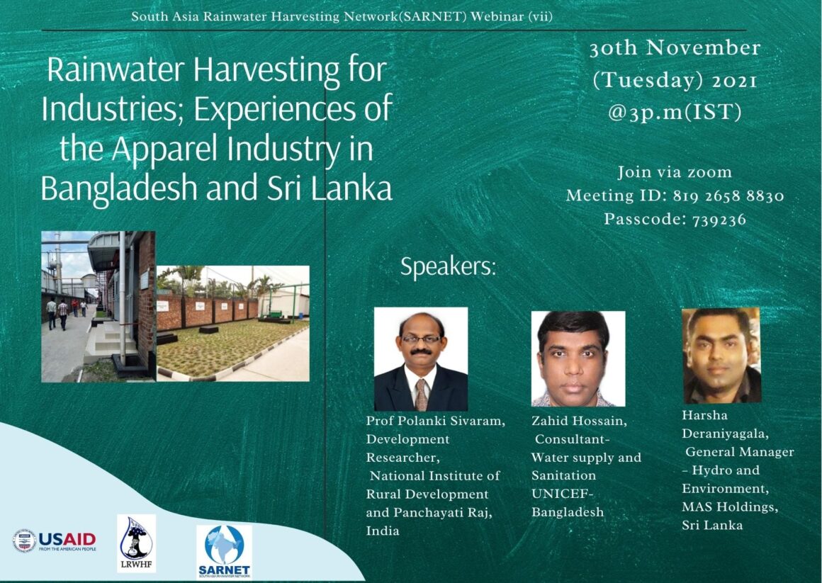 Webinar on Rainwater Harvesting Applications in industries